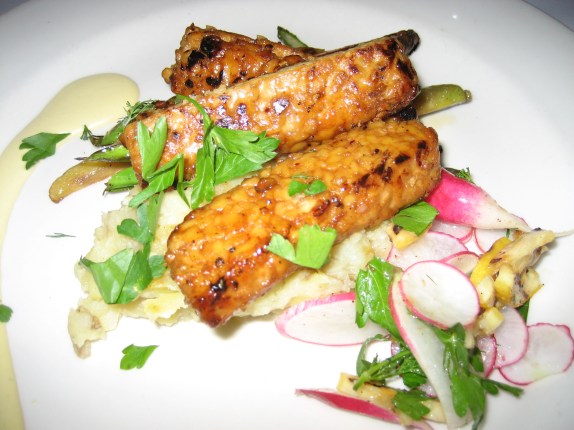 © 2012 S. D. Stewart, Maple-Black Pepper Glazed Smoked Tempeh at Millenium Restaurant, San Francisco, California